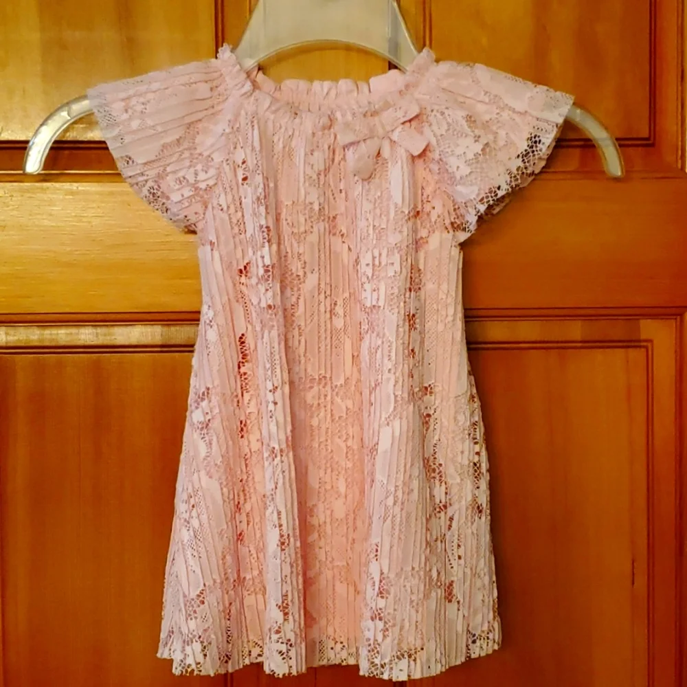 Just One You Carter's‎ Girls Pink Pleated Lace Dress Size 12M